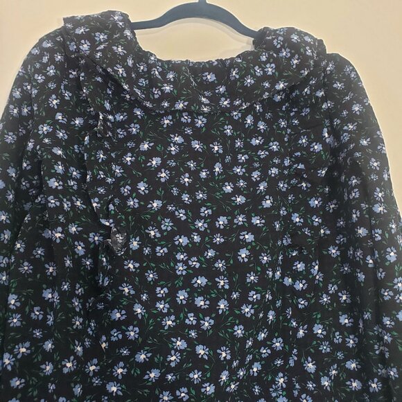 Loft Womens Long Sleeve Blouse Size M Ruffle Floral Boho Cottagecore Peasant - Picture 5 of 10